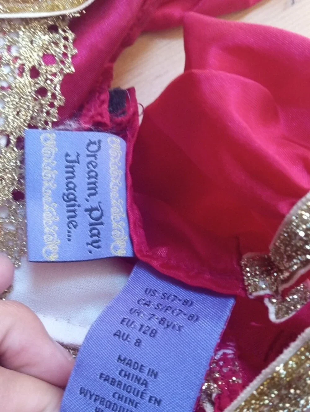 Red Velvet Princess Dress with Gold Trim
